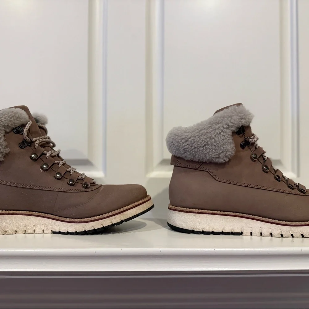 Cole Haan Waterproof Zerogrand Explorer Hiker Boots Womens Sz 9 - Taupe Nubuck - Picture 6 of 10